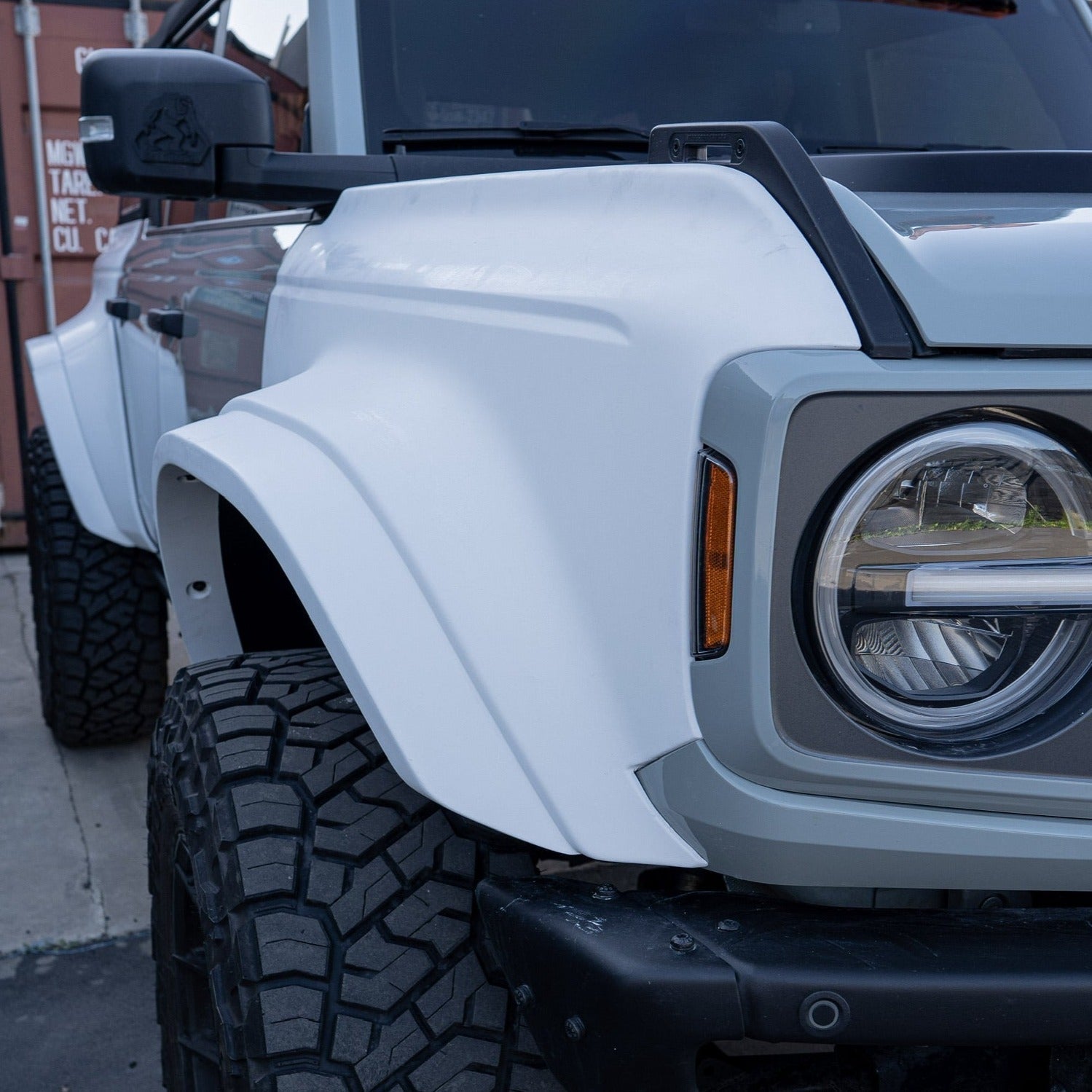 2021-2025 Ford Bronco 4-Door Rear Quarter Kit showcasing a rugged, custom design for enhanced offroad performance.