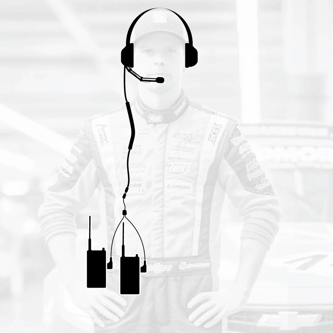 Crew Chief - H42 Spotter Headset and Rugged Handheld Radio Package - Dual Radio / R1 Business Band Handheld - Digital and Analog / Blue