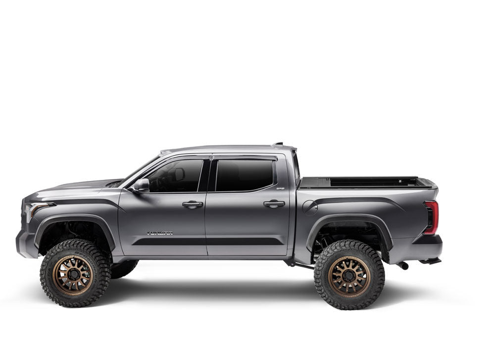 EQ Retractable Tonneau Cover 2022-2023 Toyota Tundra CrewMax 5' 7 inch Bed with Deck Rail System without Stake Pockets w/out Trail Special Edition Storage Boxes