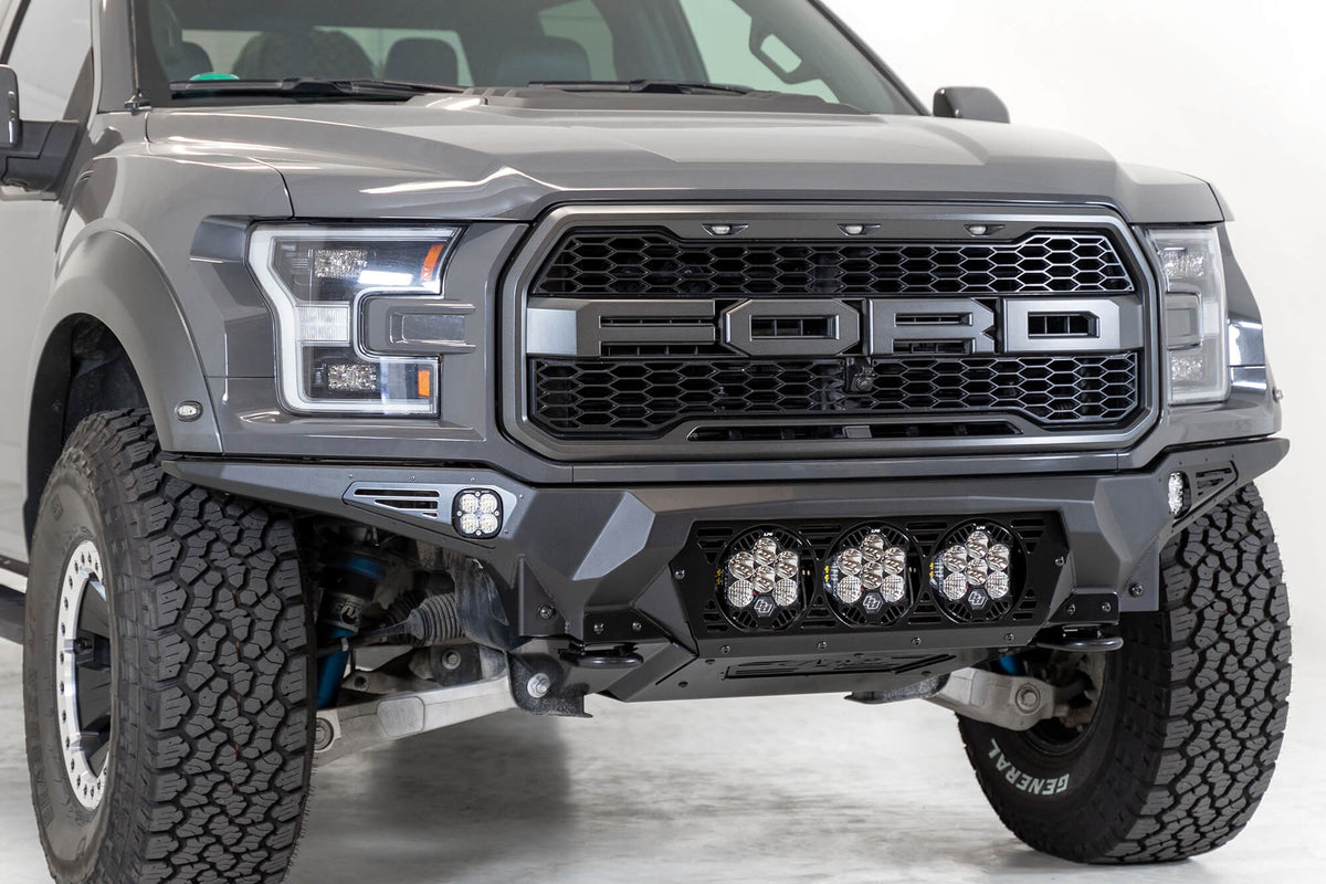 2017-2020 Ford Raptor Bomber Front Bumper Mounts for 3 Baja Designs LP6 Round Lights Addictive Desert Designs