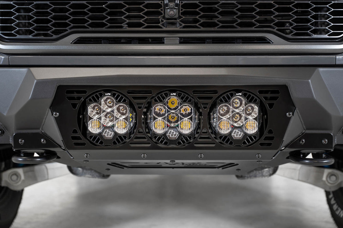 2017-2020 Ford Raptor Bomber Front Bumper Mounts for 3 Baja Designs LP6 Round Lights Addictive Desert Designs