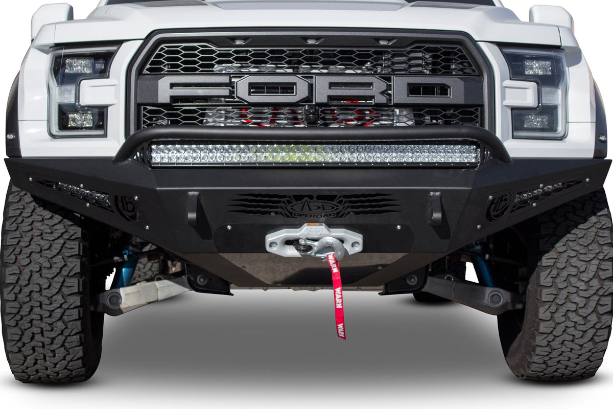 2017-2020 Ford F-150 Raptor HoneyBadger Front Bumper With Winch Mount Addictive Desert Designs