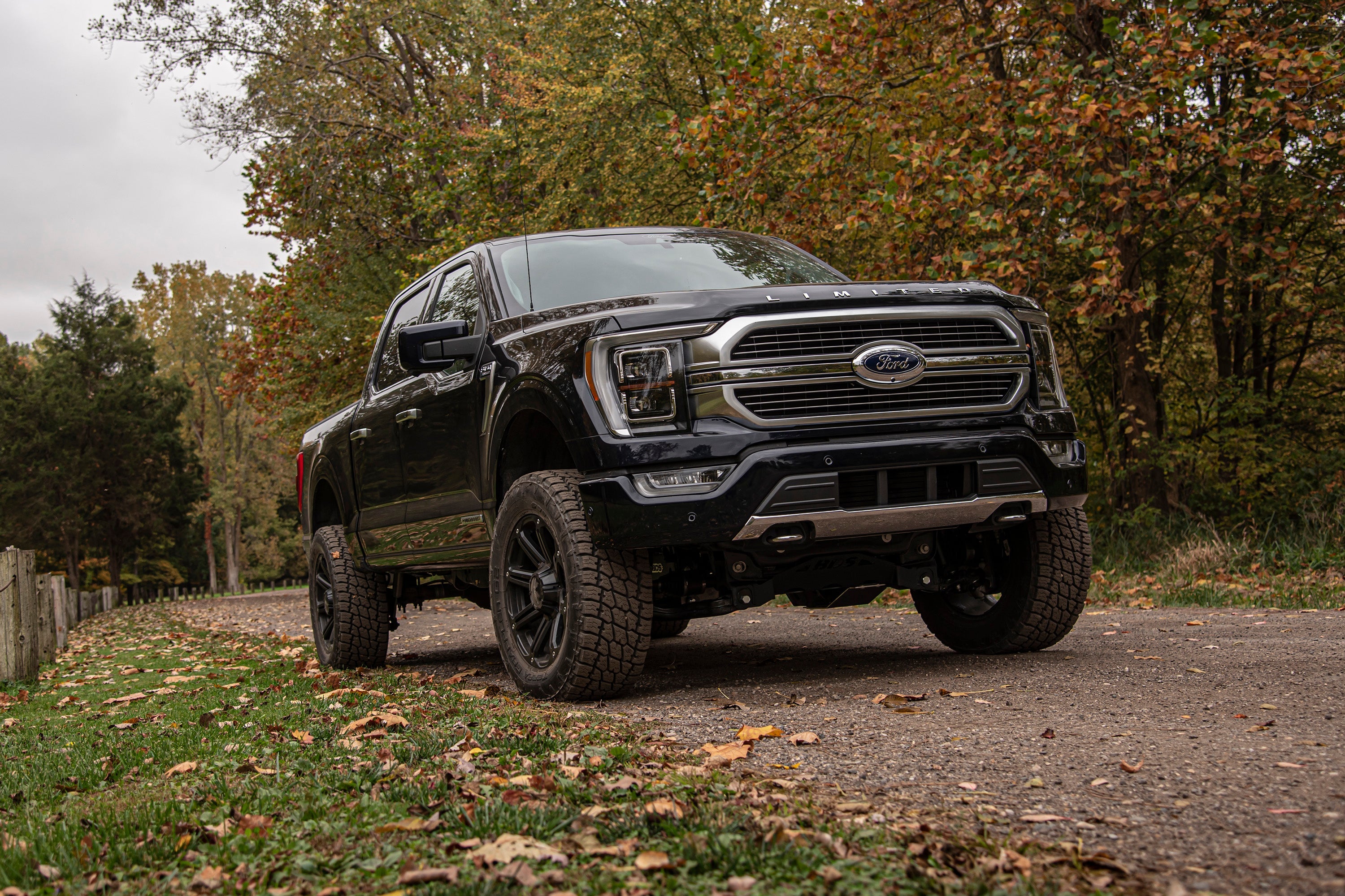 4-inch lift kit with FOX 2.0 strut installed on a Ford F150 4WD, showcasing enhanced off-road capability and rugged design.