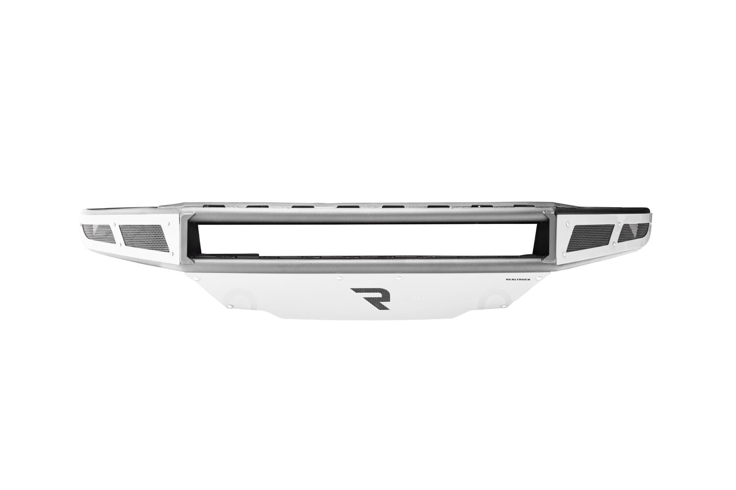 M-RDS Front Bumper Pre-Runner Radius Style 1 Piece with Integrated Brushed Aluminum Skid Plate 1.75 in 0.095 in Wall Tubing 2017-2022 Ford F-250/350 Textured Black NFab