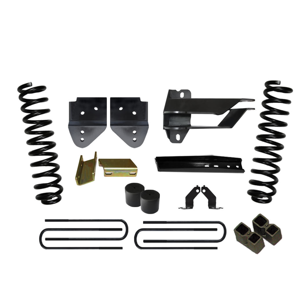 Lift Kit 4 Inch Lift 17-19 Ford F-250 Super Duty Includes Front Coil Springs Track Bar/Radius Arm/Steering Stab/Sway Bar Relocation Brackets Bump Stops Spacers Rear Lift Blocks And U-Bolts Skyjacker