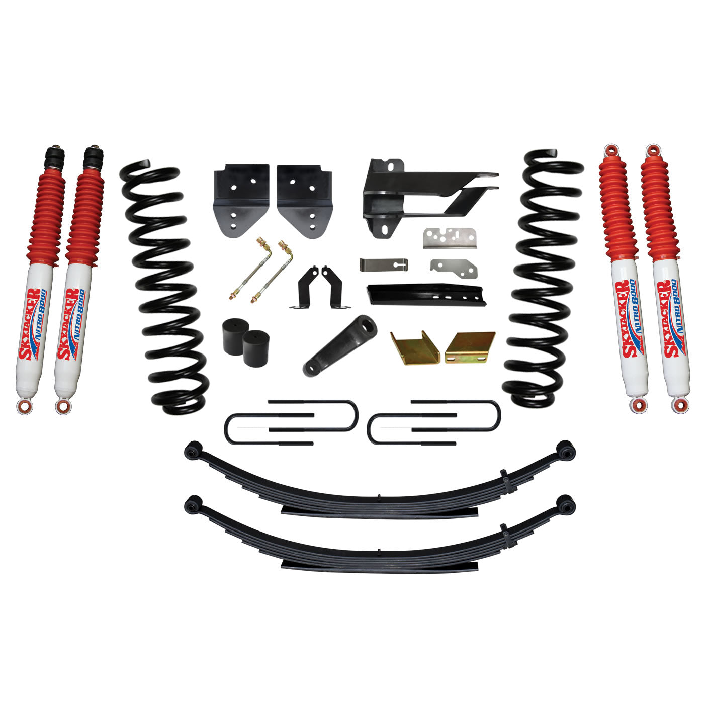 Suspension Lift Kit w/Shock 6 Inch Lift Incl. Front Coil Springs Rear Leaf Springs Nitro 8000 17-19 Ford F-250/ F-350 Super Duty Diesel Skyjacker