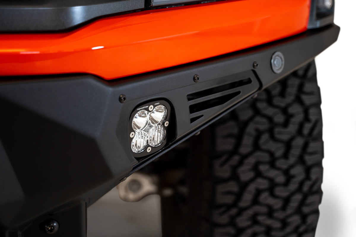 2021+ Ford Raptor Bomber Front Bumper Mounts for 3 Baja Designs LP6 Round Lights Addictive Desert Designs