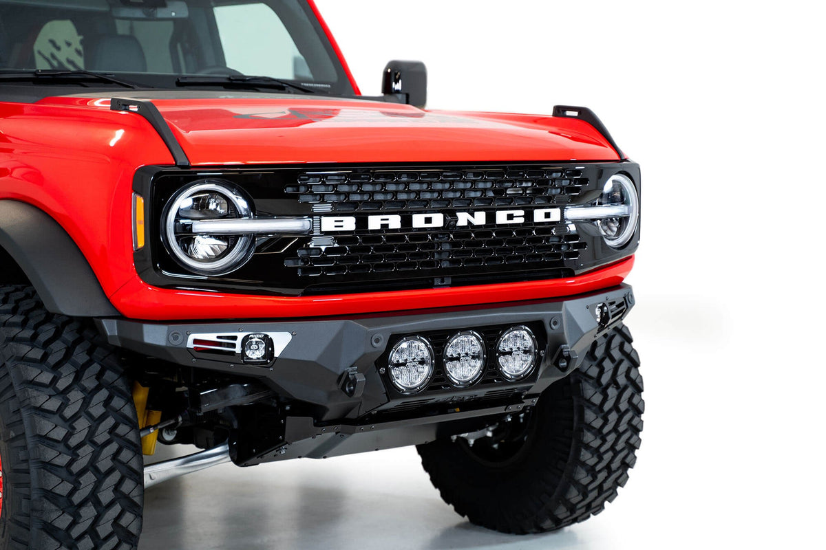 2021+ Ford Bronco Bomber Front Bumper Mounts for three Rigid 360 6 Inch lights Addictive Desert Designs