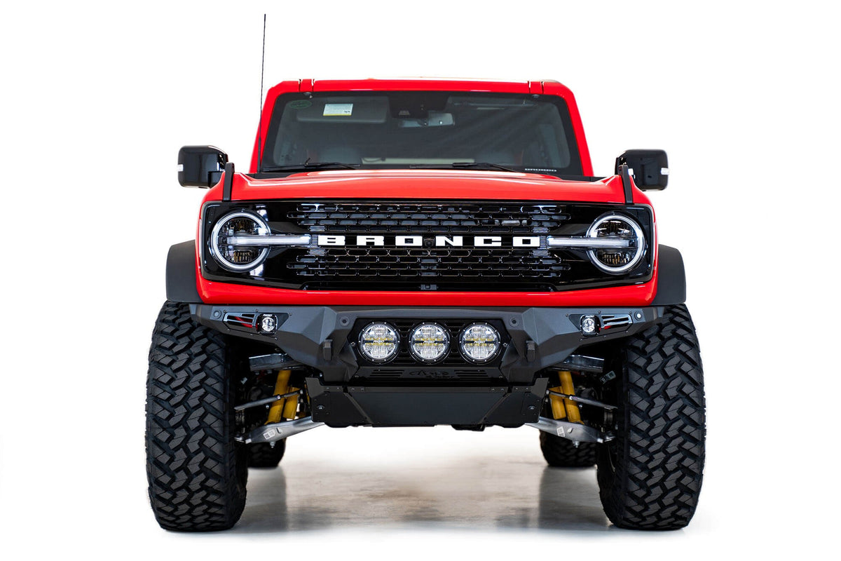 2021+ Ford Bronco Bomber Front Bumper Mounts for three Rigid 360 6 Inch lights Addictive Desert Designs