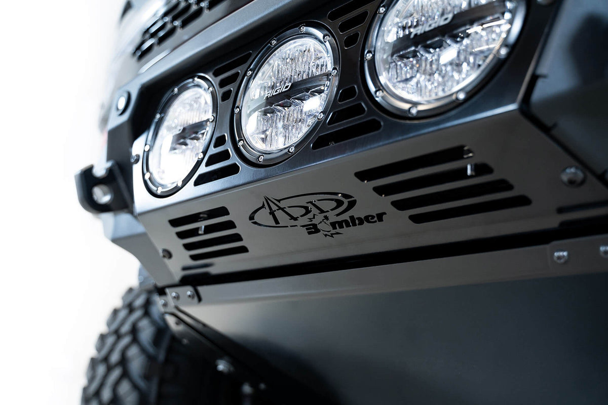 2021+ Ford Bronco Bomber Front Bumper Mounts for three Rigid 360 6 Inch lights Addictive Desert Designs