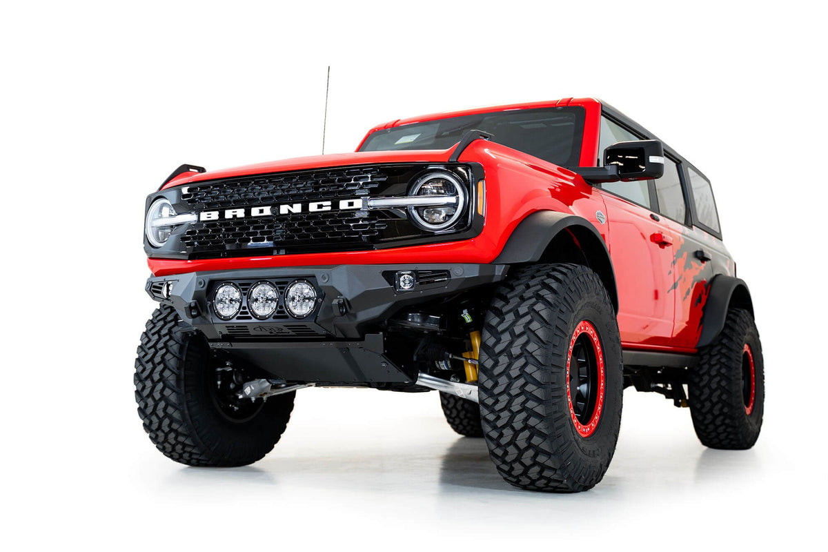 2021+ Ford Bronco Bomber Front Bumper Mounts for three Rigid 360 6 Inch lights Addictive Desert Designs