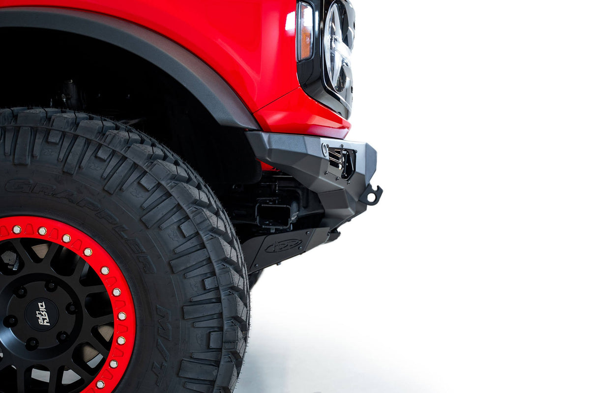 2021+ Ford Bronco Bomber Front Bumper Mounts for three Rigid 360 6 Inch lights Addictive Desert Designs