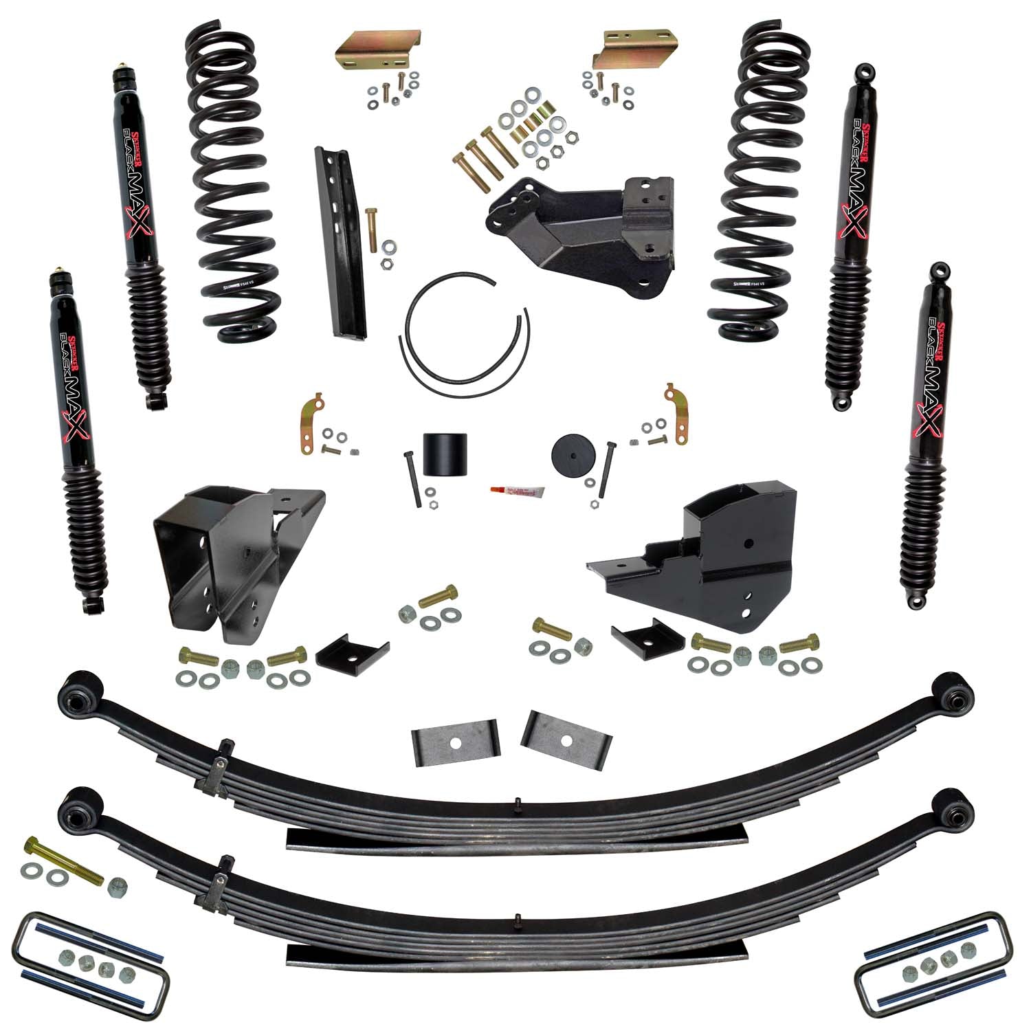 4 Inch Lift Kit with Front Coils, Rear Leaf Springs, and Black MAX Shocks Skyjacker