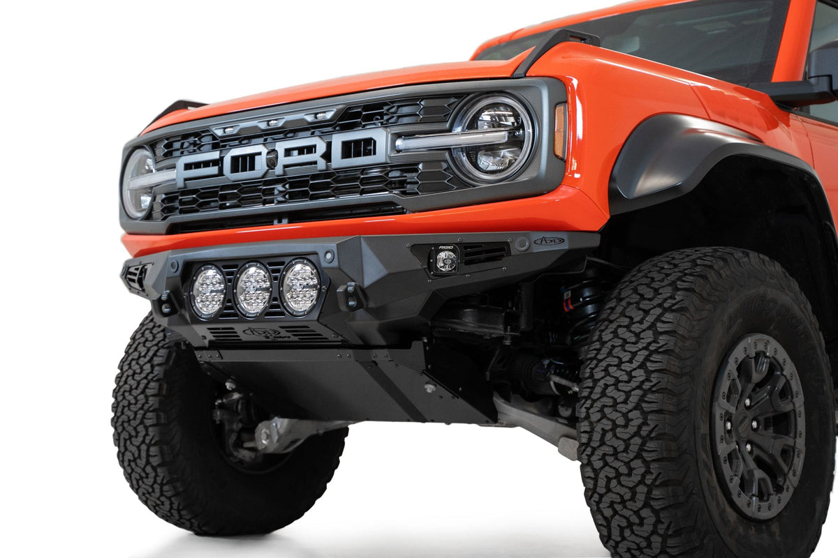 2022+ Ford Bronco Raptor Bomber Front Bumper Mounts for 3 rigid 360 6 Inch Lights Addictive Desert Designs