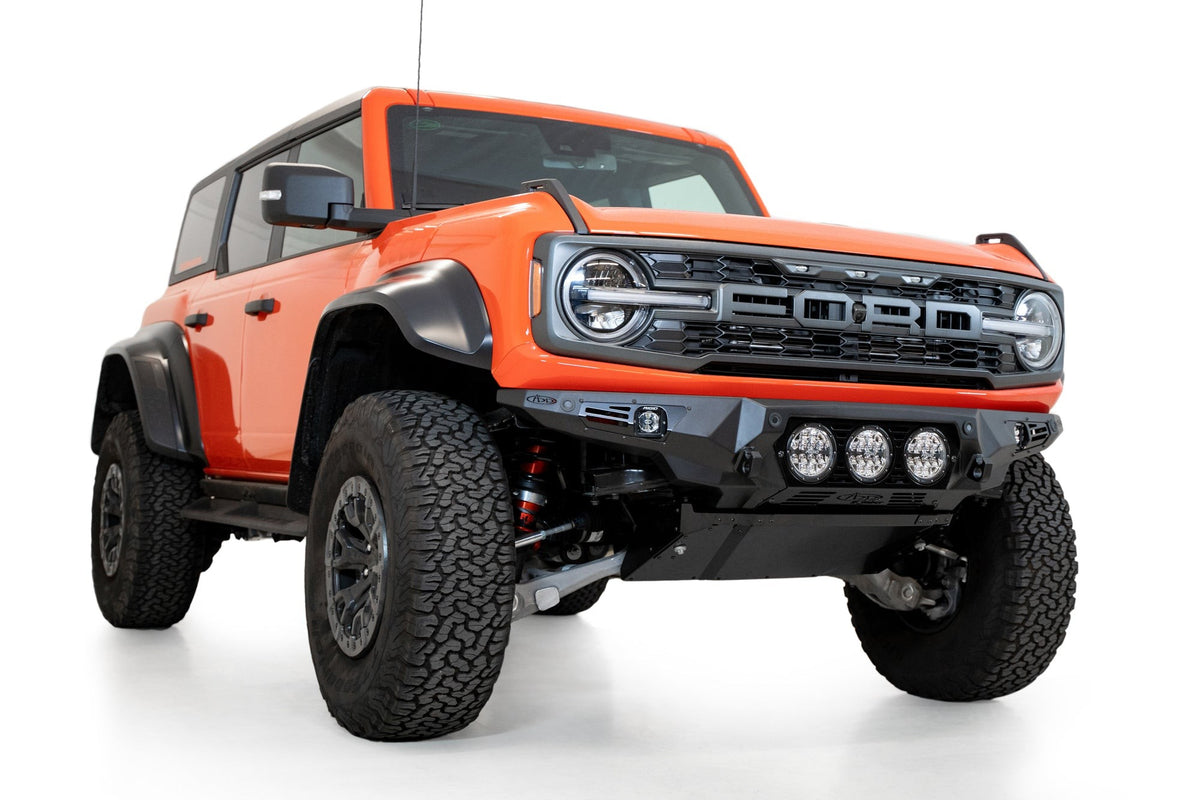 2022+ Ford Bronco Raptor Bomber Front Bumper Mounts for 3 rigid 360 6 Inch Lights Addictive Desert Designs