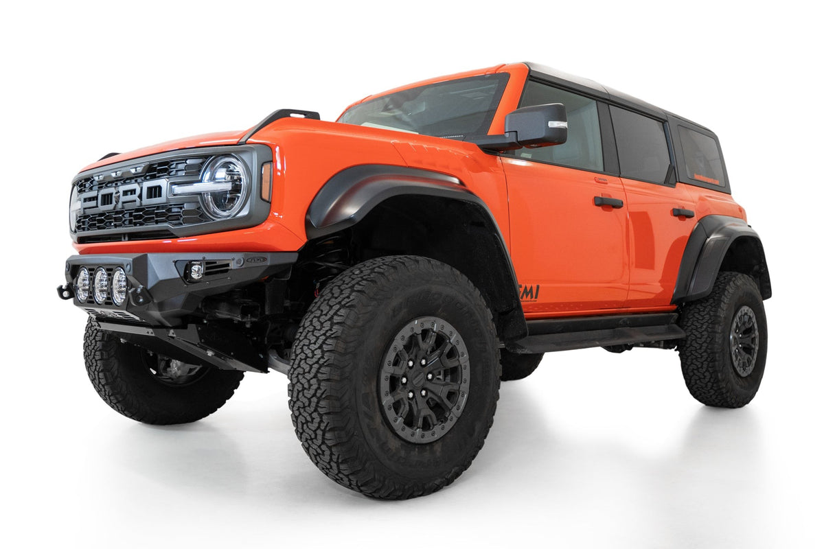 2022+ Ford Bronco Raptor Bomber Front Bumper Mounts for 3 rigid 360 6 Inch Lights Addictive Desert Designs