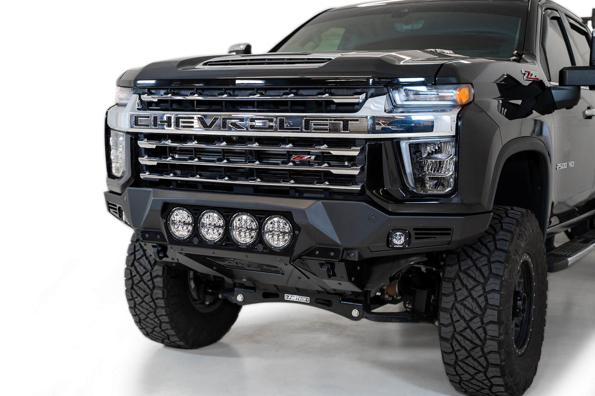 2020-2023 Chevrolet Silverado 2500/3500 Bomber Front Bumper Mounts for 4 rigid 360 6 Inch round lights Addictive Desert Designs