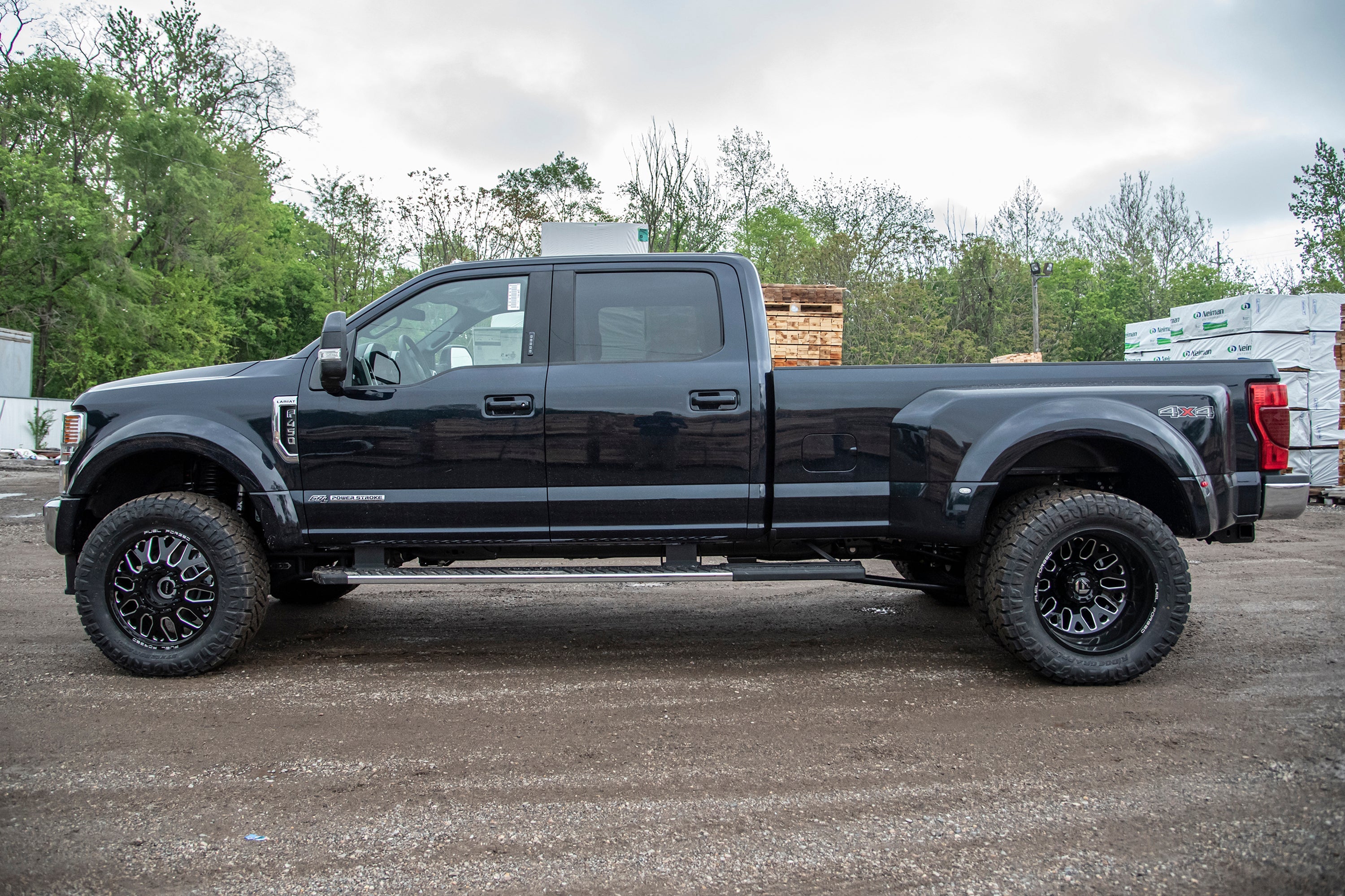 2.5 inch lift kit installed on a Ford F450 Super Duty 4WD, showcasing enhanced height and off-road capability.