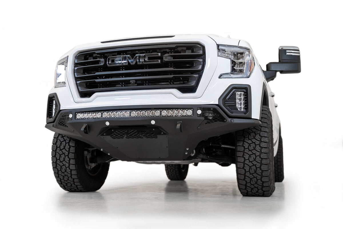 2019-2022 GMC Sierra 1500 Stealth Fighter Front Bumper Universal mounts for up to 10 cube lights or a 40 Inch light bar Addictive Desert Designs