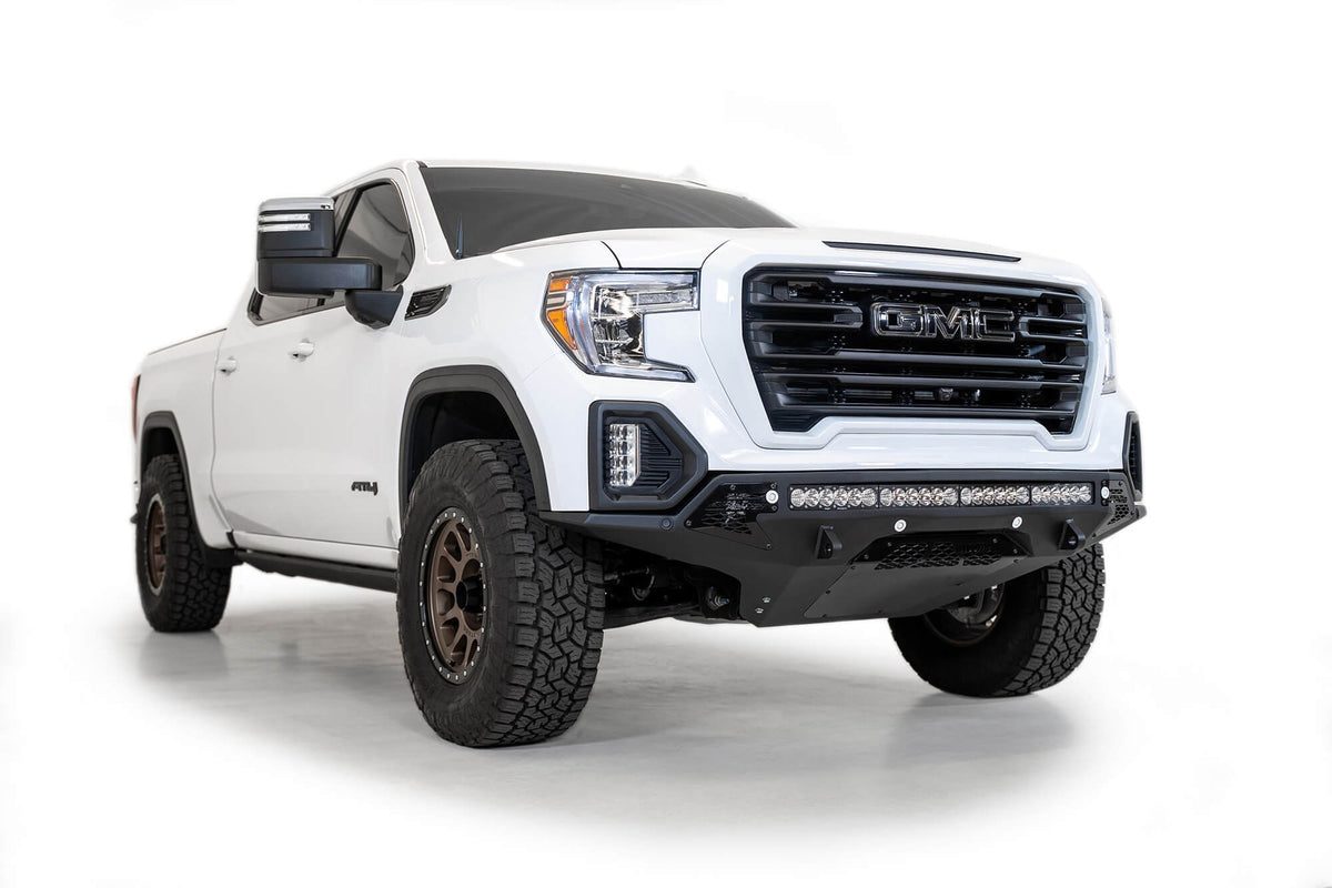2019-2022 GMC Sierra 1500 Stealth Fighter Front Bumper Universal mounts for up to 10 cube lights or a 40 Inch light bar Addictive Desert Designs
