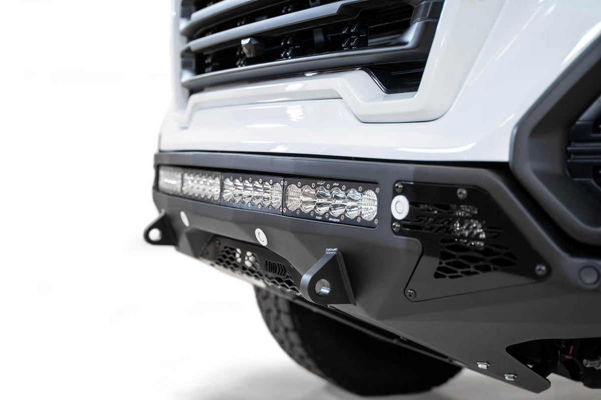 2019-2022 GMC Sierra 1500 Stealth Fighter Front Bumper Universal mounts for up to 10 cube lights or a 40 Inch light bar Addictive Desert Designs