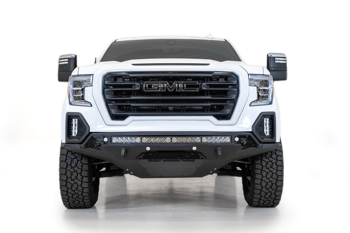 2019-2022 GMC Sierra 1500 Stealth Fighter Front Bumper Universal mounts for up to 10 cube lights or a 40 Inch light bar Addictive Desert Designs