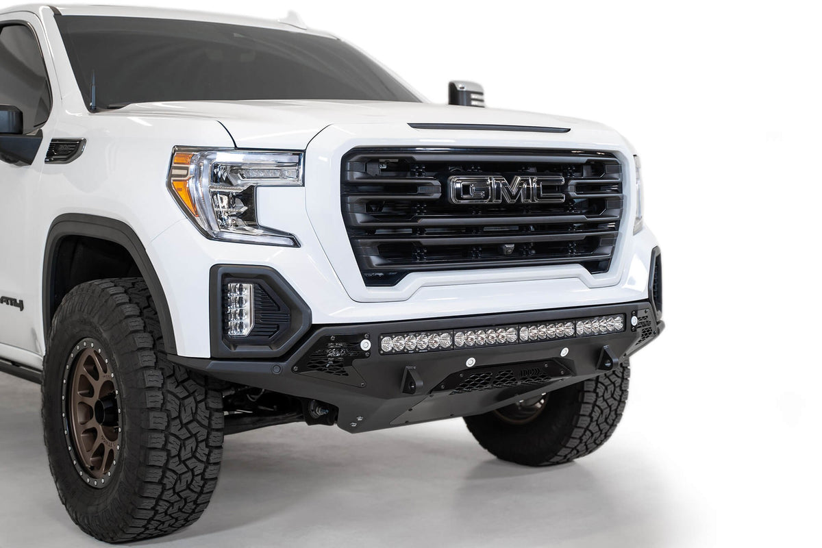 2019-2022 GMC Sierra 1500 Stealth Fighter Front Bumper Universal mounts for up to 10 cube lights or a 40 Inch light bar Addictive Desert Designs