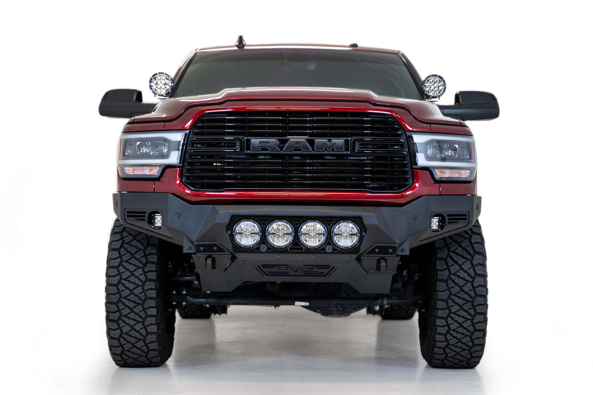 2019-2025 RAM 2500 3500 Bomber Front Bumper Mounts for four rigid 360 6 inch round lights Addictive Desert Designs