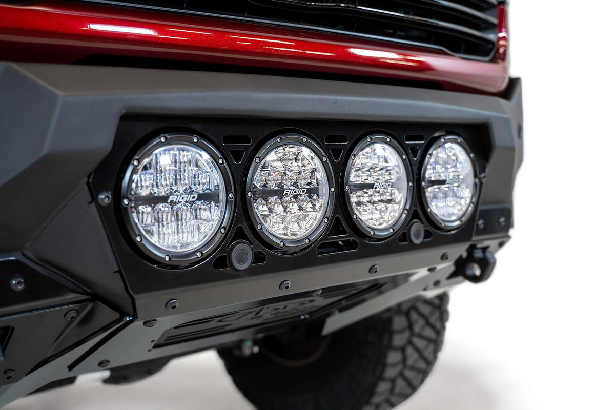 2019-2025 RAM 2500 3500 Bomber Front Bumper Mounts for four rigid 360 6 inch round lights Addictive Desert Designs