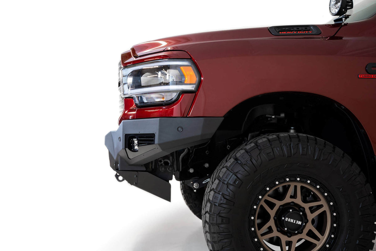 2019-2025 RAM 2500 3500 Bomber Front Bumper Mounts for four rigid 360 6 inch round lights Addictive Desert Designs