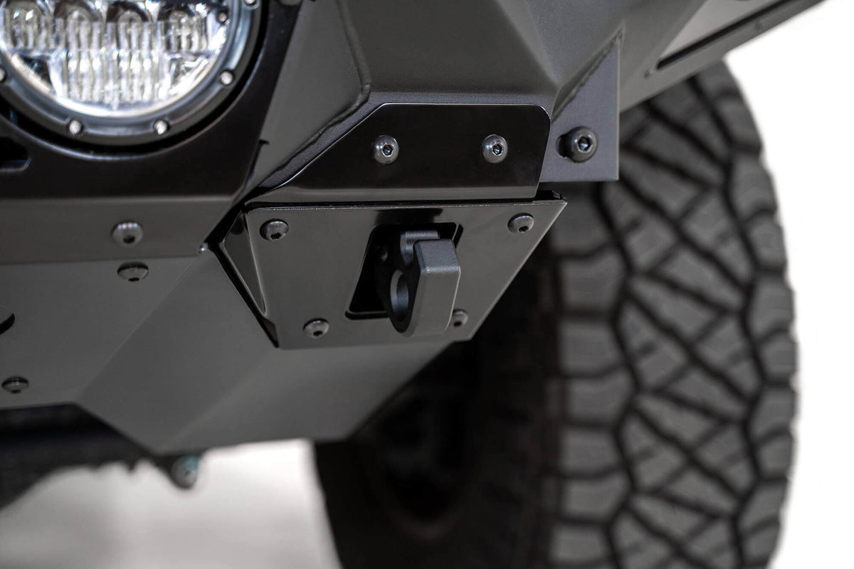 2019-2025 RAM 2500 3500 Bomber Front Bumper Mounts for four rigid 360 6 inch round lights Addictive Desert Designs