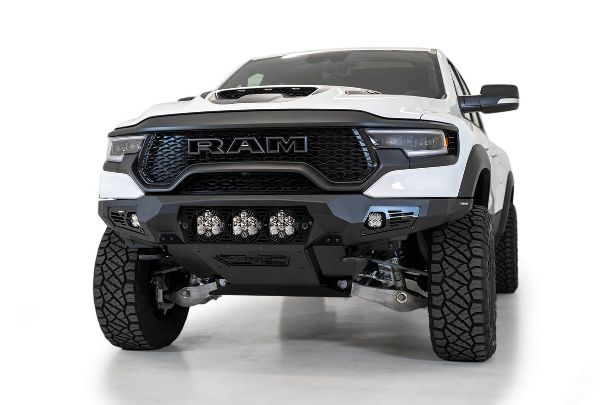 2021-2024 RAM 1500 TRX Bomber Front Bumper Mounts for 3 Baja Designs LP6 round lights Addictive Desert Designs