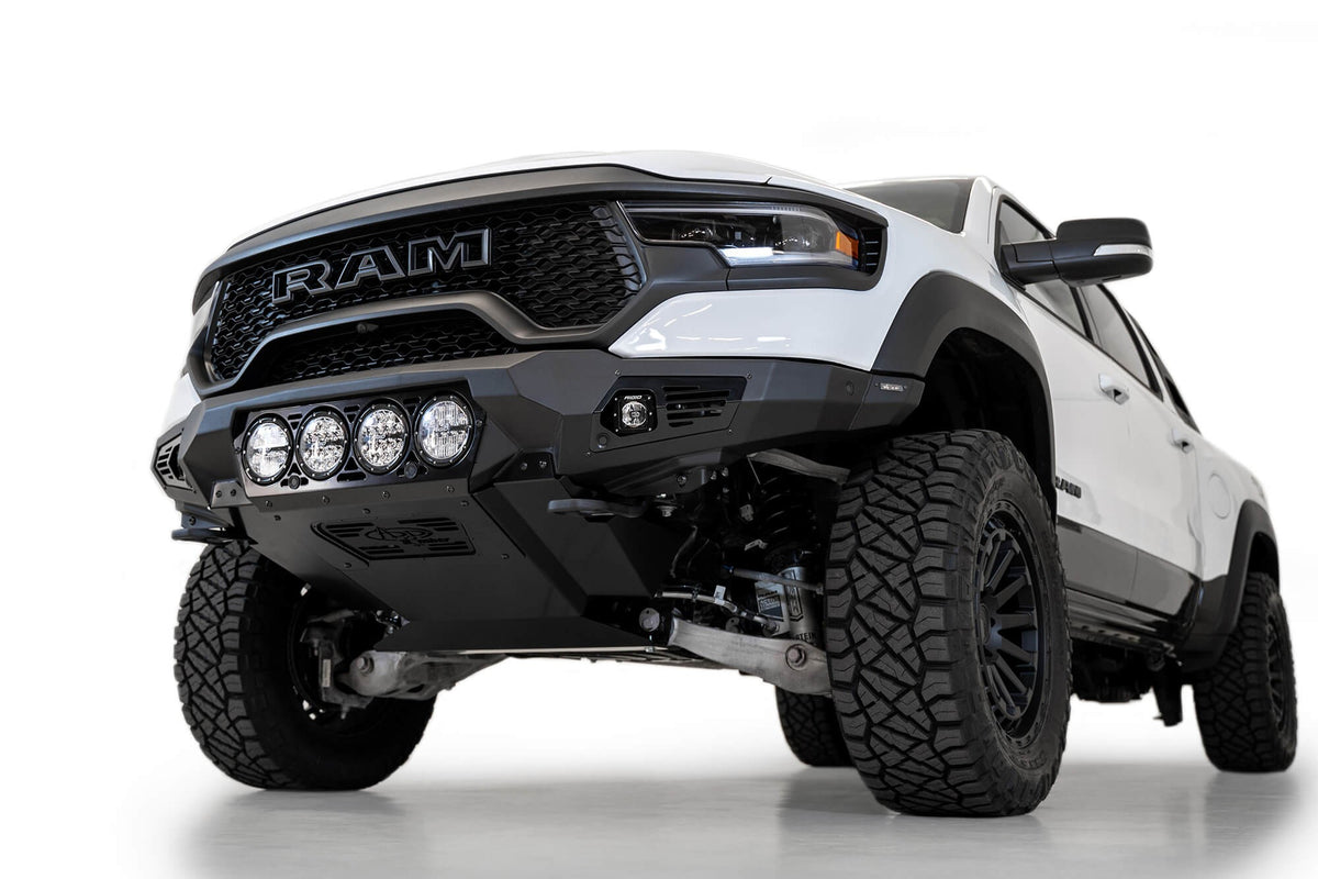 2021-2024 RAM 1500 TRX Bomber Front Bumper Mounts for 4 rigid 360 6 Inch round lights Addictive Desert Designs