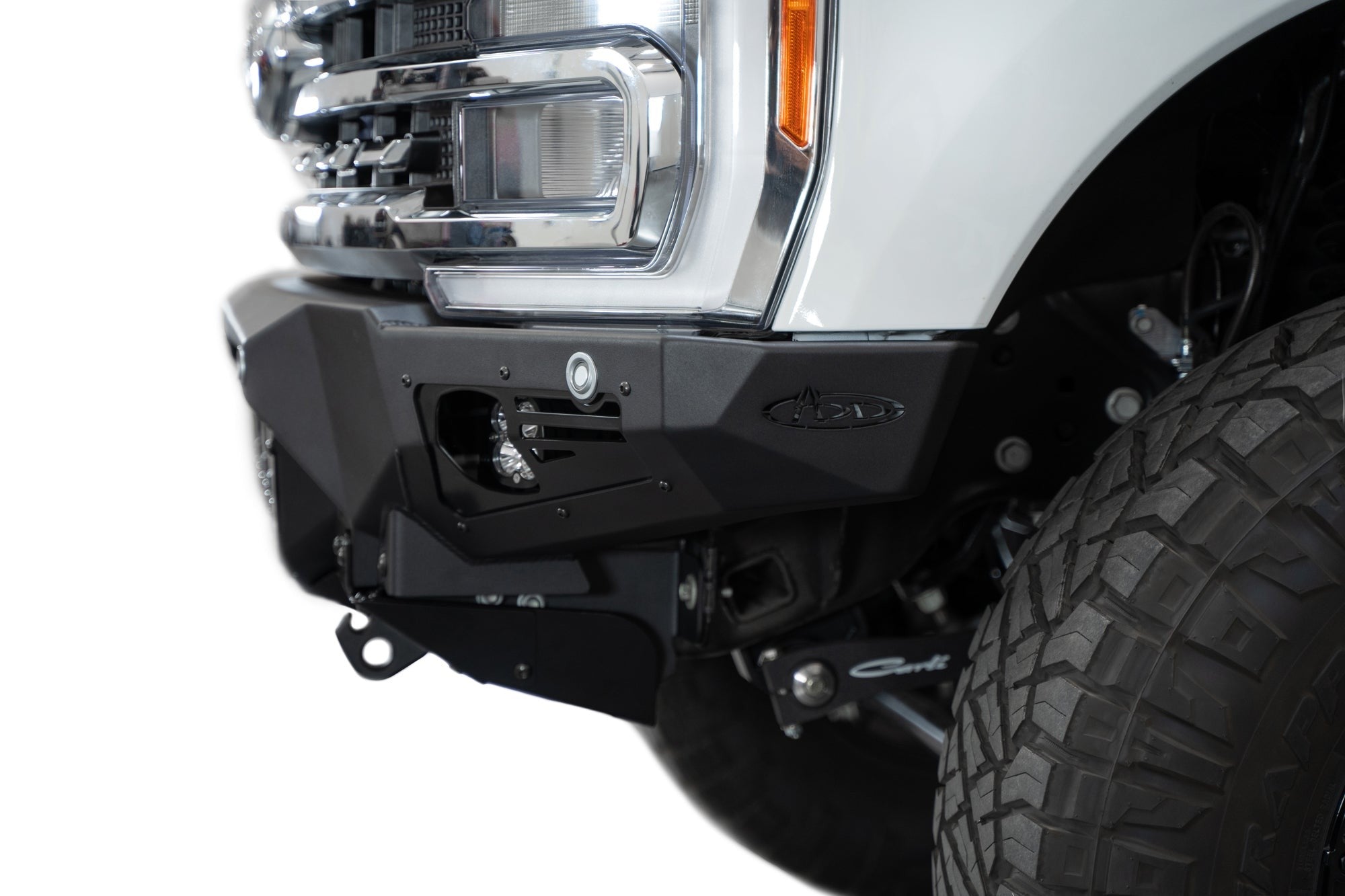 2023-2025 Ford Super Duty F-250 F-350 Bomber Front Bumper Recessed Mounts for 3 Baja Designs LP6 Lights in Center Addictive Desert Designs