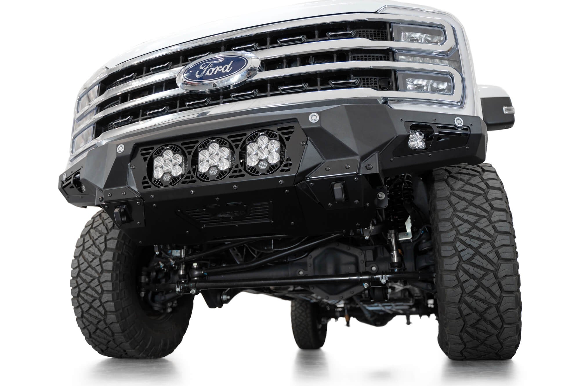 2023-2025 Ford Super Duty F-250 F-350 Bomber Front Bumper Recessed Mounts for 3 Baja Designs LP6 Lights in Center Addictive Desert Designs