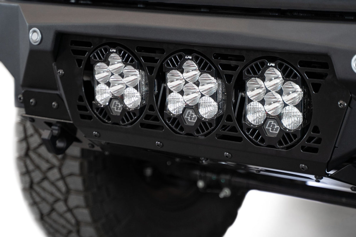 2023-2025 Ford Super Duty F-250 F-350 Bomber Front Bumper Recessed Mounts for 3 Baja Designs LP6 Lights in Center Addictive Desert Designs