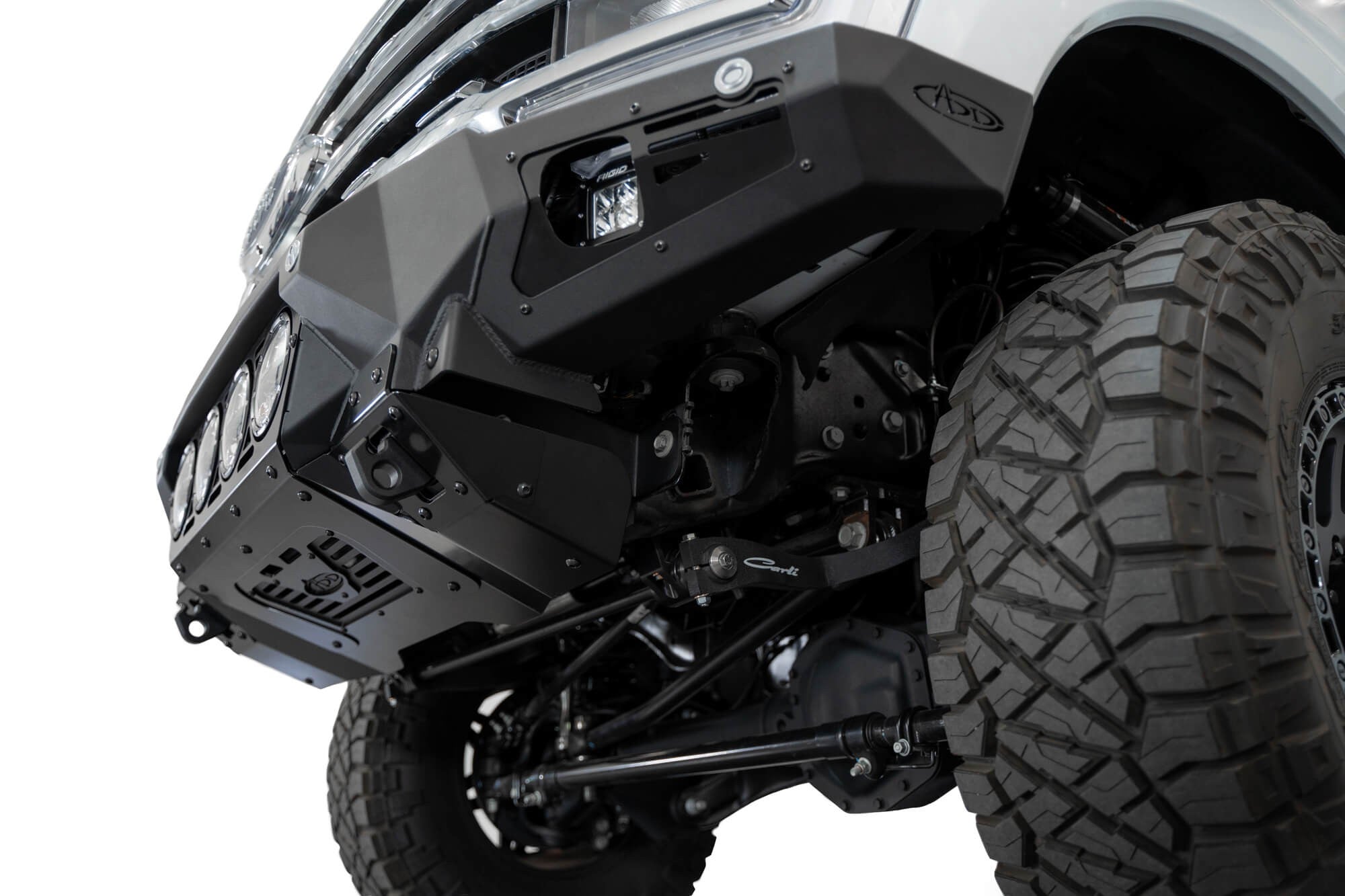 2023-2025 Ford Super Duty F-250 F-350 Bomber Front Bumper Recessed Mounts for 4 Rigid 360 Lights in Center Addictive Desert Designs