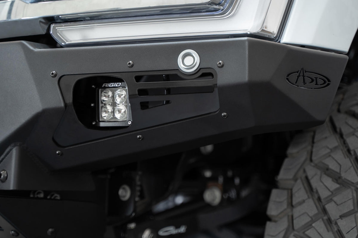 2023-2025 Ford Super Duty F-250 F-350 Bomber Front Bumper Recessed Mounts for 4 Rigid 360 Lights in Center Addictive Desert Designs