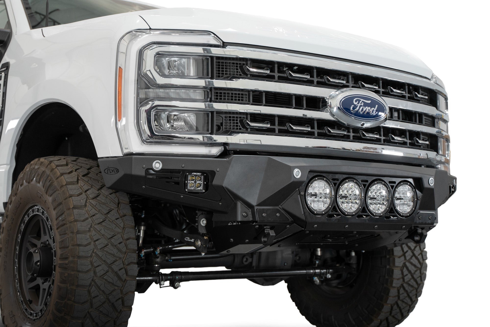2023-2025 Ford Super Duty F-250 F-350 Bomber Front Bumper Recessed Mounts for 4 Rigid 360 Lights in Center Addictive Desert Designs