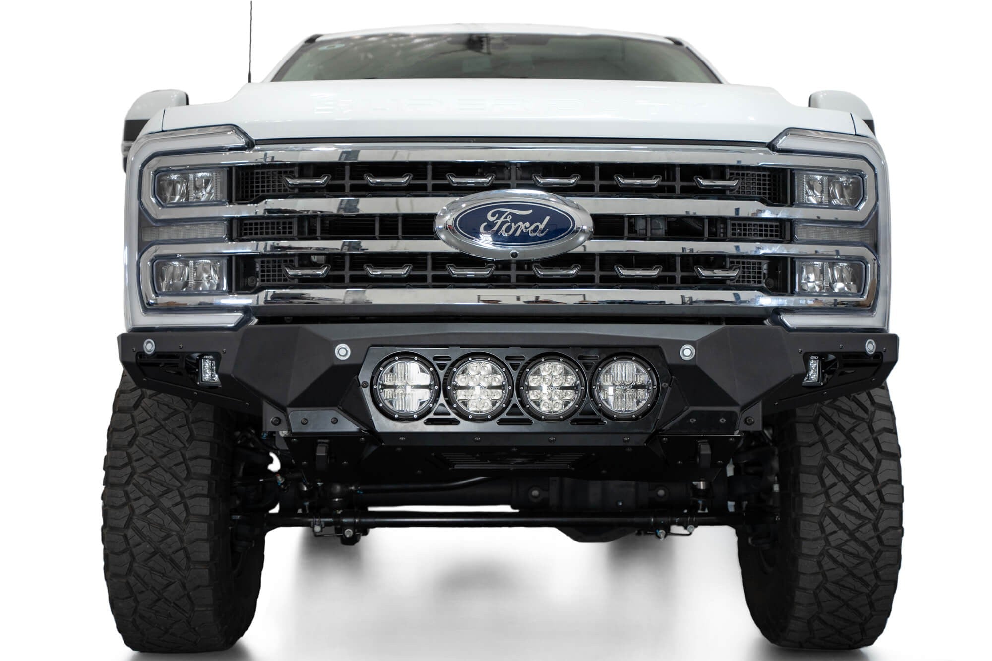 2023-2025 Ford Super Duty F-250 F-350 Bomber Front Bumper Recessed Mounts for 4 Rigid 360 Lights in Center Addictive Desert Designs