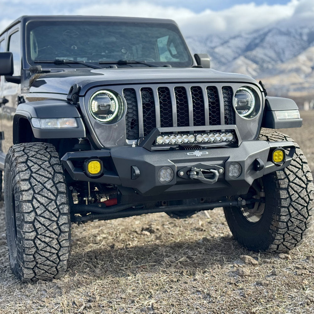 Mid Front Bumper With Winch Plate For 18-25 Jeep Wrangler JL 2-4 Door 20-25 Gladiator Rock Slide Engineering