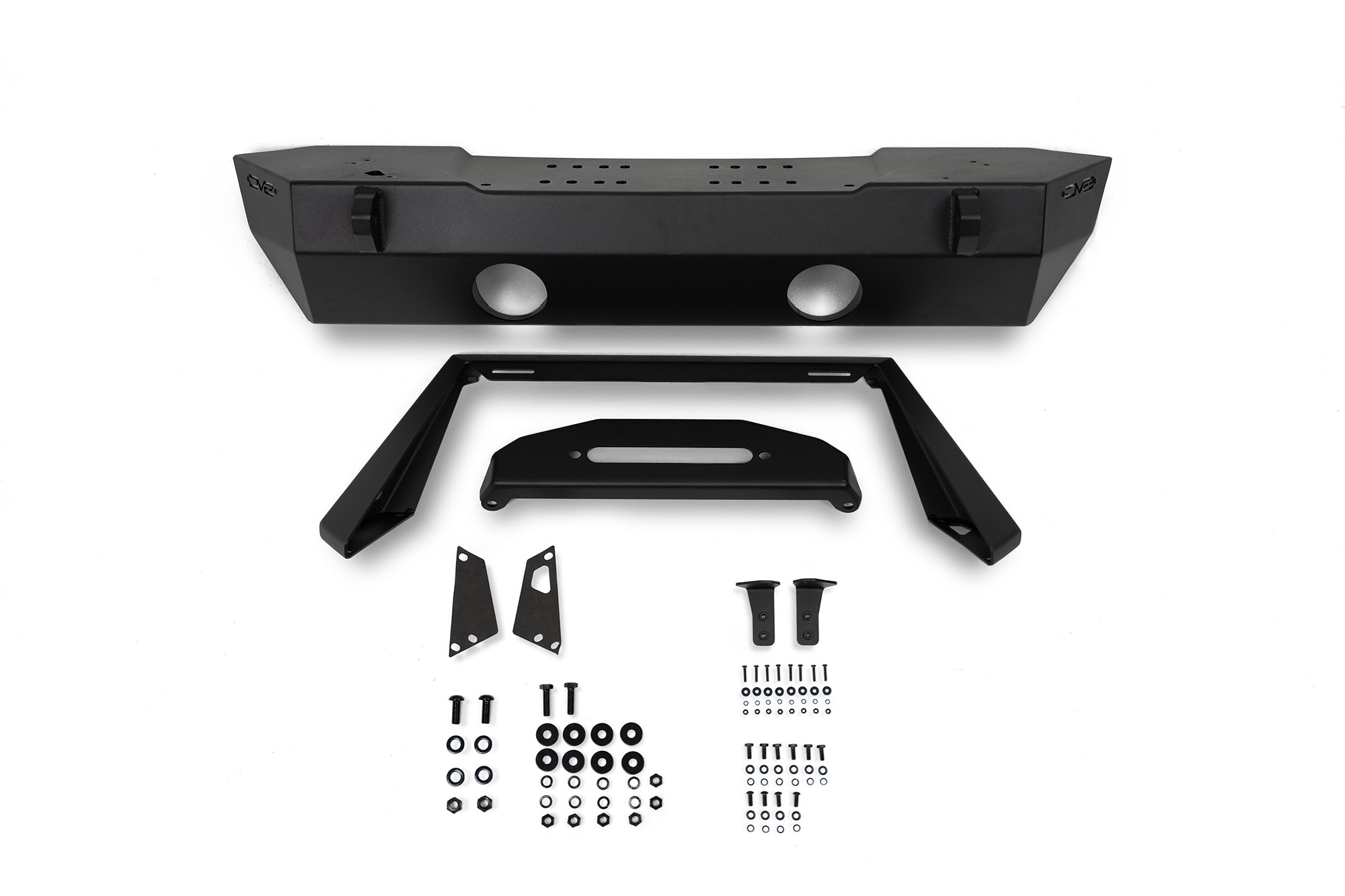 2007 2025 Jeep GladiatorJT Wrangler JK JKU JL JLU Stubby Front Bumper With Plated Bull Bar DV8 Offroad