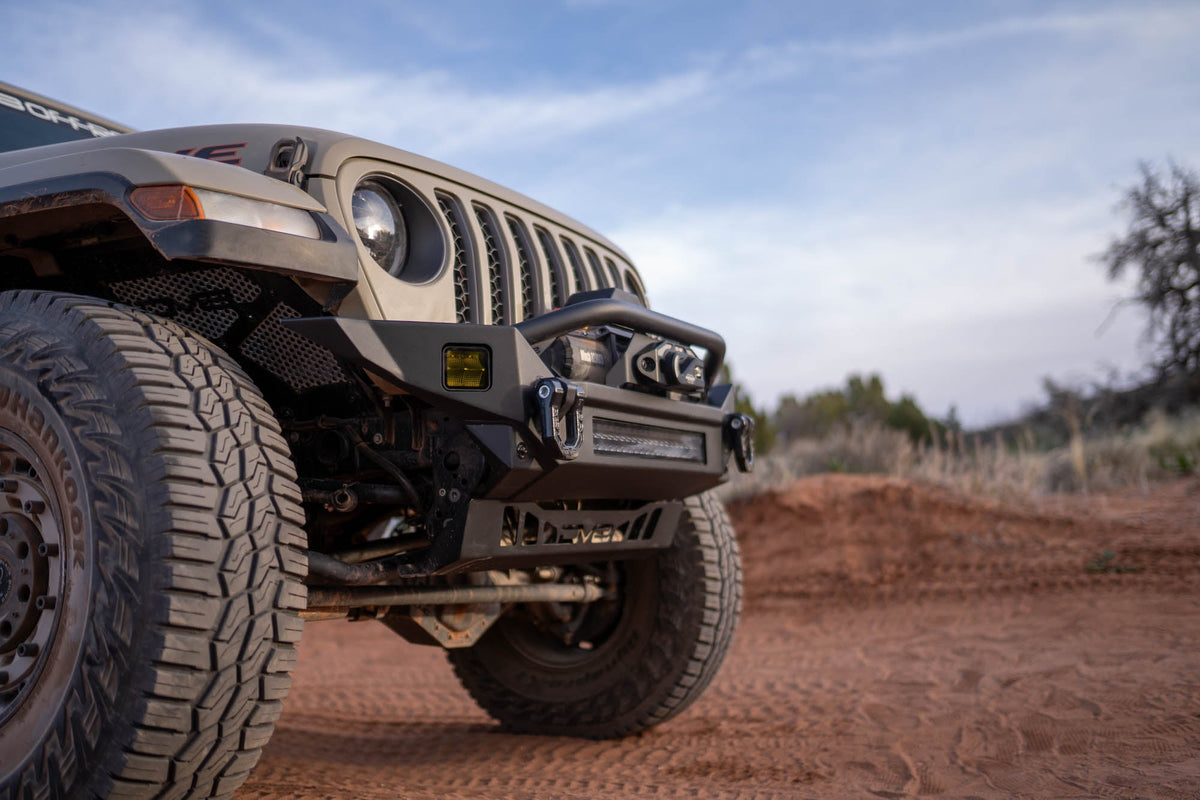 2007 2025 Jeep GladiatorJT Wrangler JK JKU JL JLU Fs 7 Mid Width Winch Front Bumper DV8 Offroad