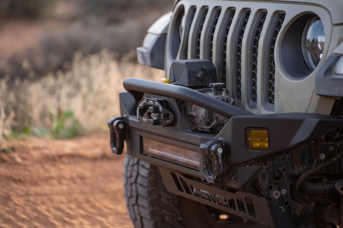 2007 2025 Jeep GladiatorJT Wrangler JK JKU JL JLU Fs 7 Mid Width Winch Front Bumper DV8 Offroad