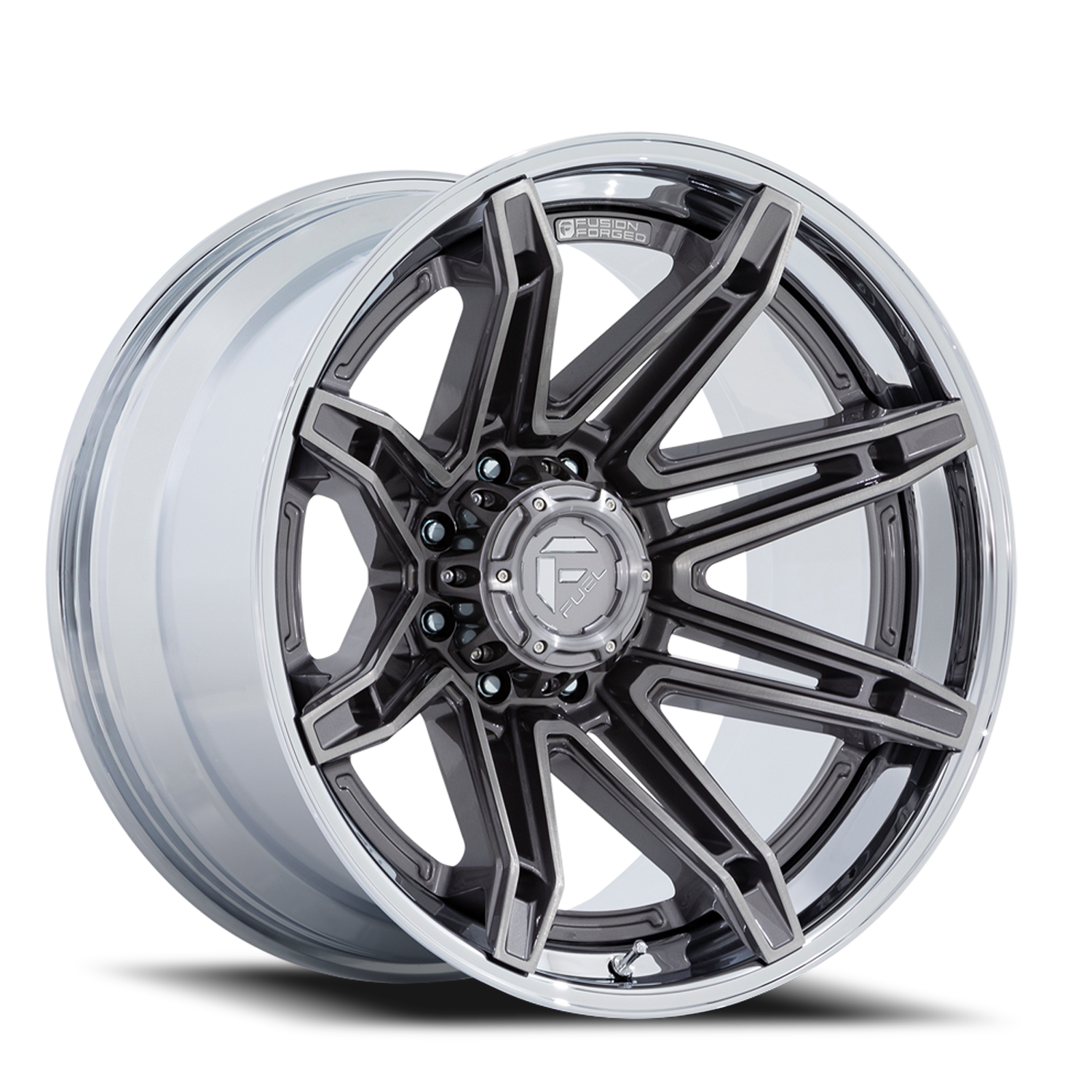 Aluminum Wheels 22X10 Brawl FC401AP 6 On 139.7 Platinum Silver Chrome Lip 106.1 Bore -18 Offset Fuel Off Road Wheels