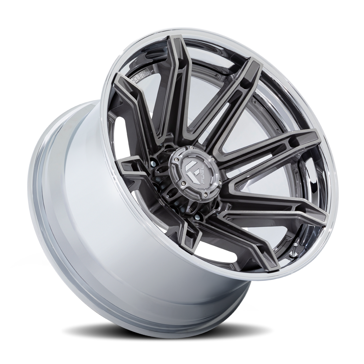 Aluminum Wheels 22X12 Brawl FC401AP 8 On 165.1 Platinum Silver Chrome Lip 125.1 Bore -44 Offset Fuel Off Road Wheels