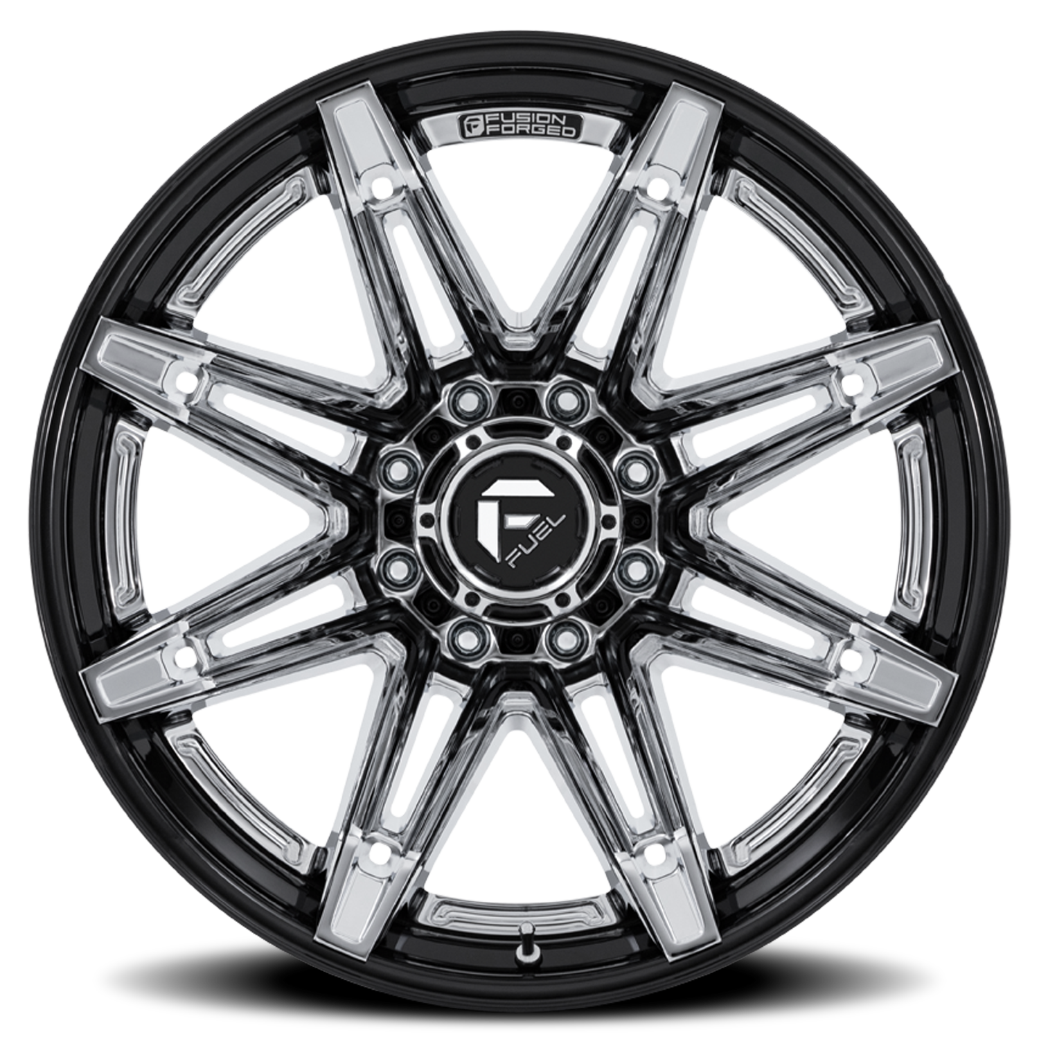 Aluminum Wheels 22X10 Brawl FC401PB 8 On 180 Chrome/Gloss Black Lip 124.2 Bore -18 Offset Fuel Off Road Wheels