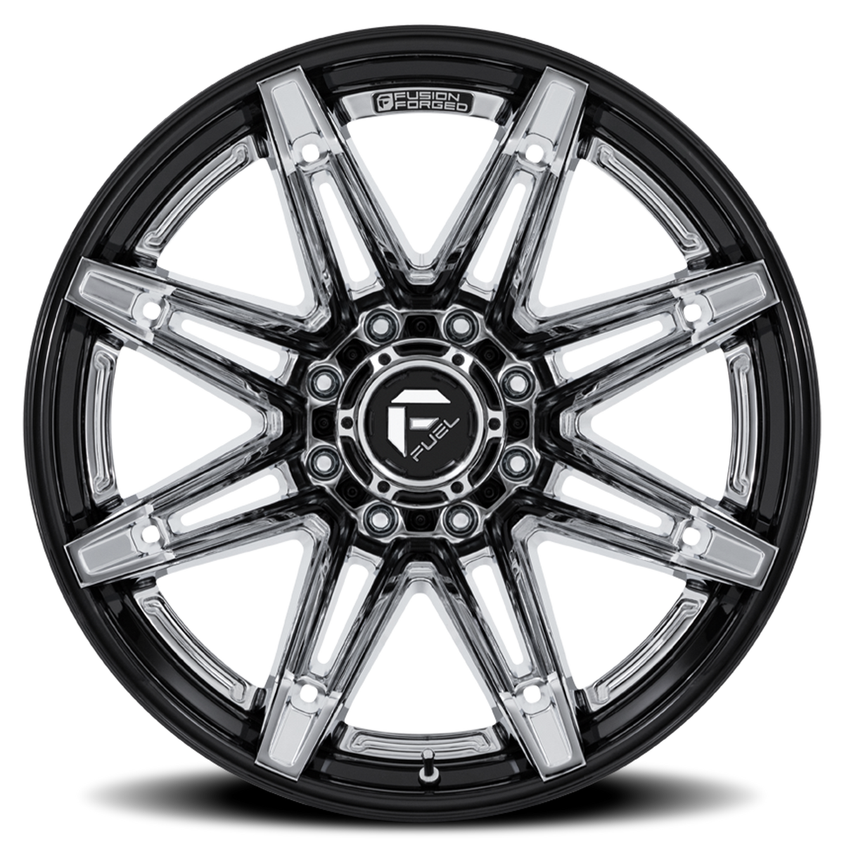 Aluminum Wheels 24X12 Brawl FC401PB 8 On 165.1 Chrome/Gloss Black Lip 125.1 Bore -44 Offset Fuel Off Road Wheels