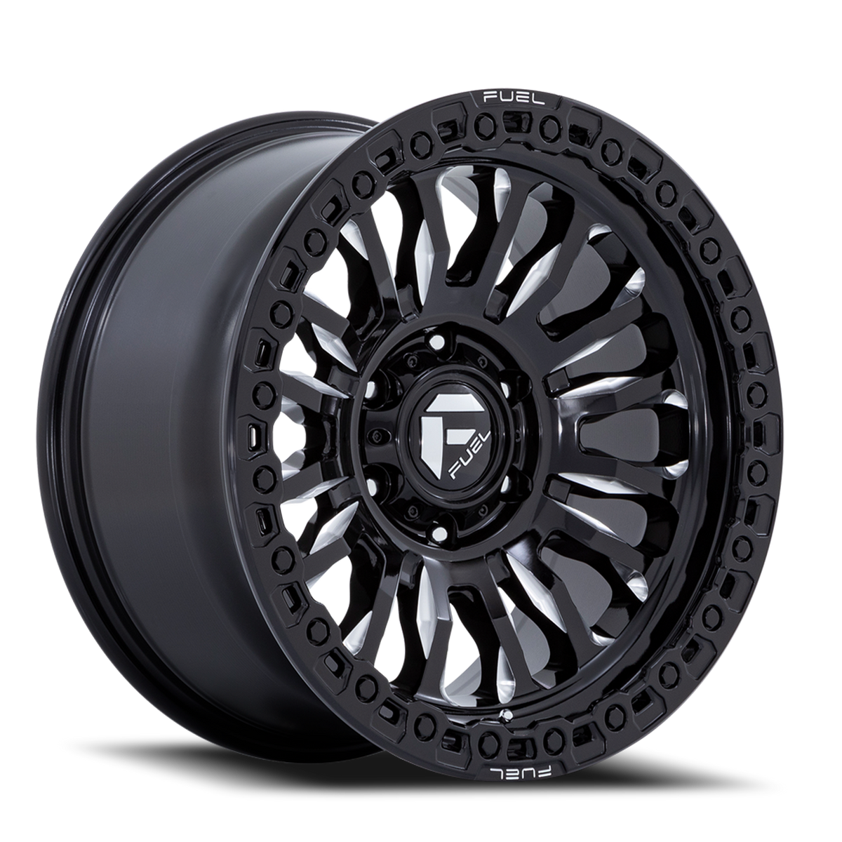 Aluminum Wheels 20X9 Rincon SBL FC857BE 5 On 150 Gloss Black Milled 110.1 Bore 25 Offset Fuel Off Road Wheels