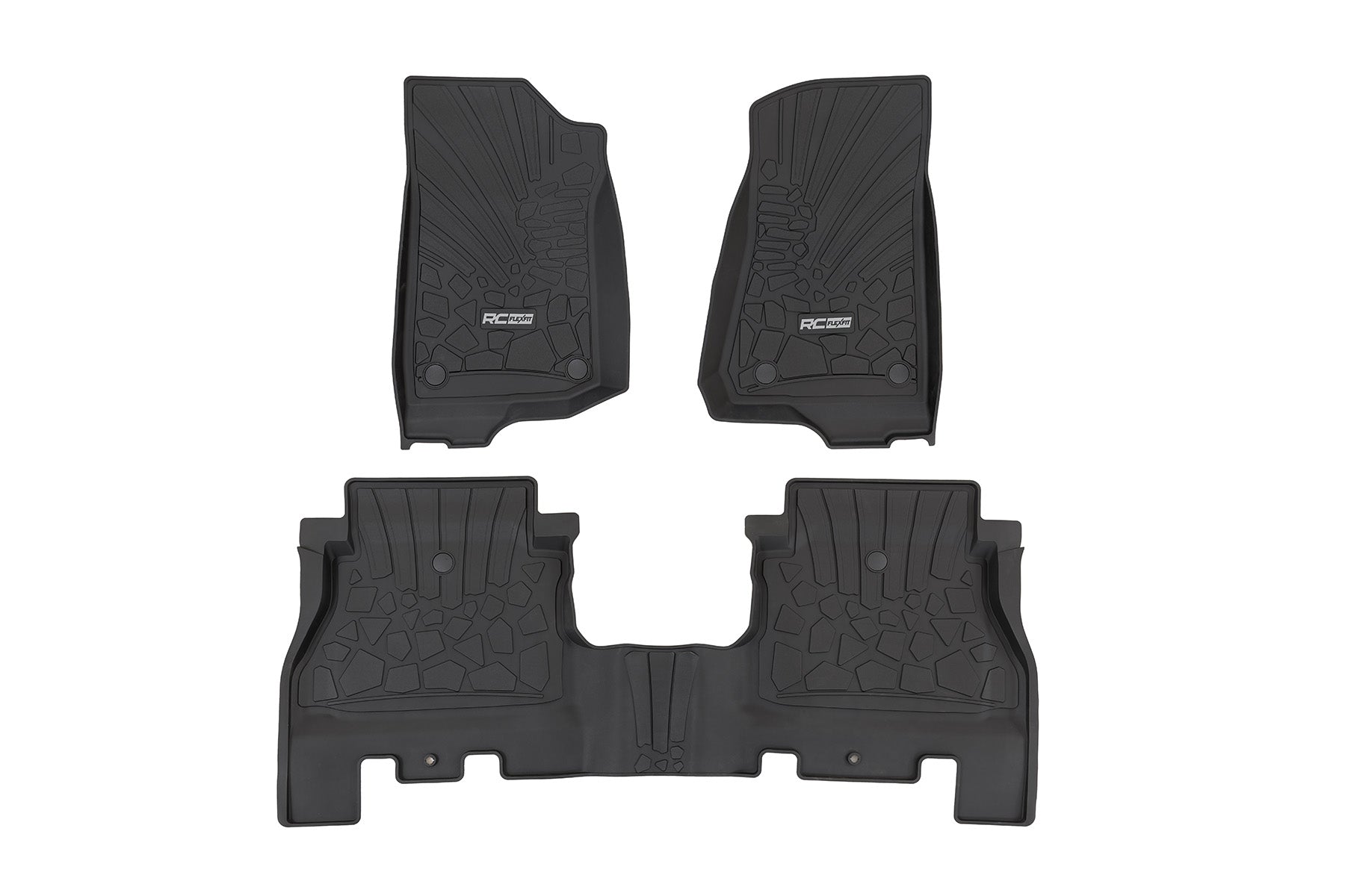 Flex Fit Floor Mats FR & RR 4 Door Jeep Wrangler Unlimited 4WD (18-26) Rough Country